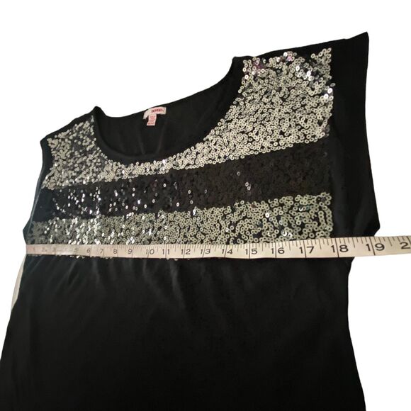 Bongo Black sparkly Sequin Shirt Cropped Top Medium - Picture 7 of 8